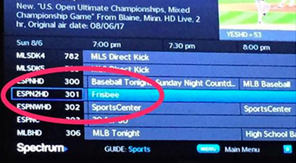The Ultimate Broadcast: What ESPN refers to as "Frisbee" (The US Open) takes TV by Storm