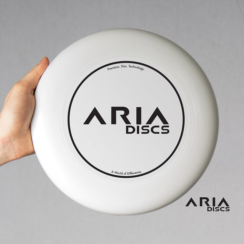 ARIA professional official ultimate flying disc for the sport commonly known as 'ultimate frisbee' original logo print design